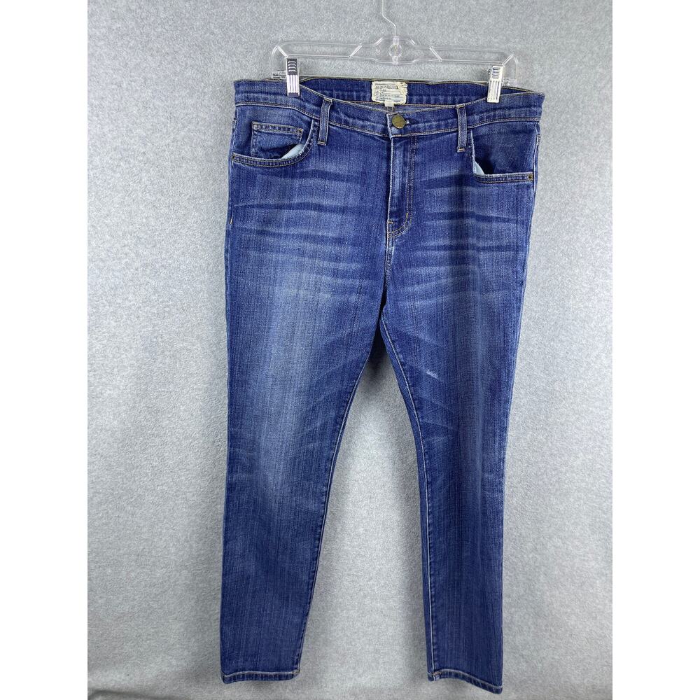 Current/Elliot Straight Jeans Women's 30 Regular Blue Dark Wash High Rise Casual
